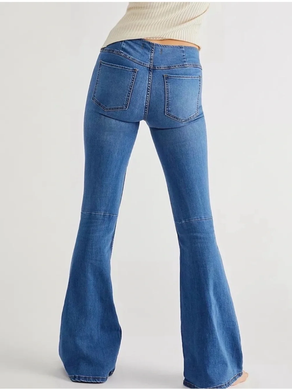 Free People Pull-On Flare Jeans Women’s 24 Blue High Rise Stretch Bell Bottom